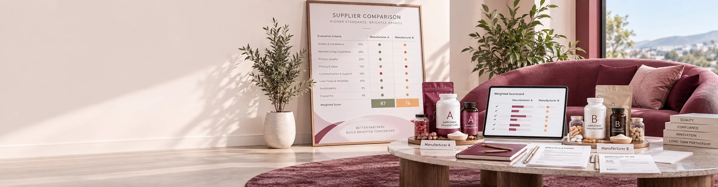 How to Compare Two Supplement Manufacturers With a Weighted Scorecard